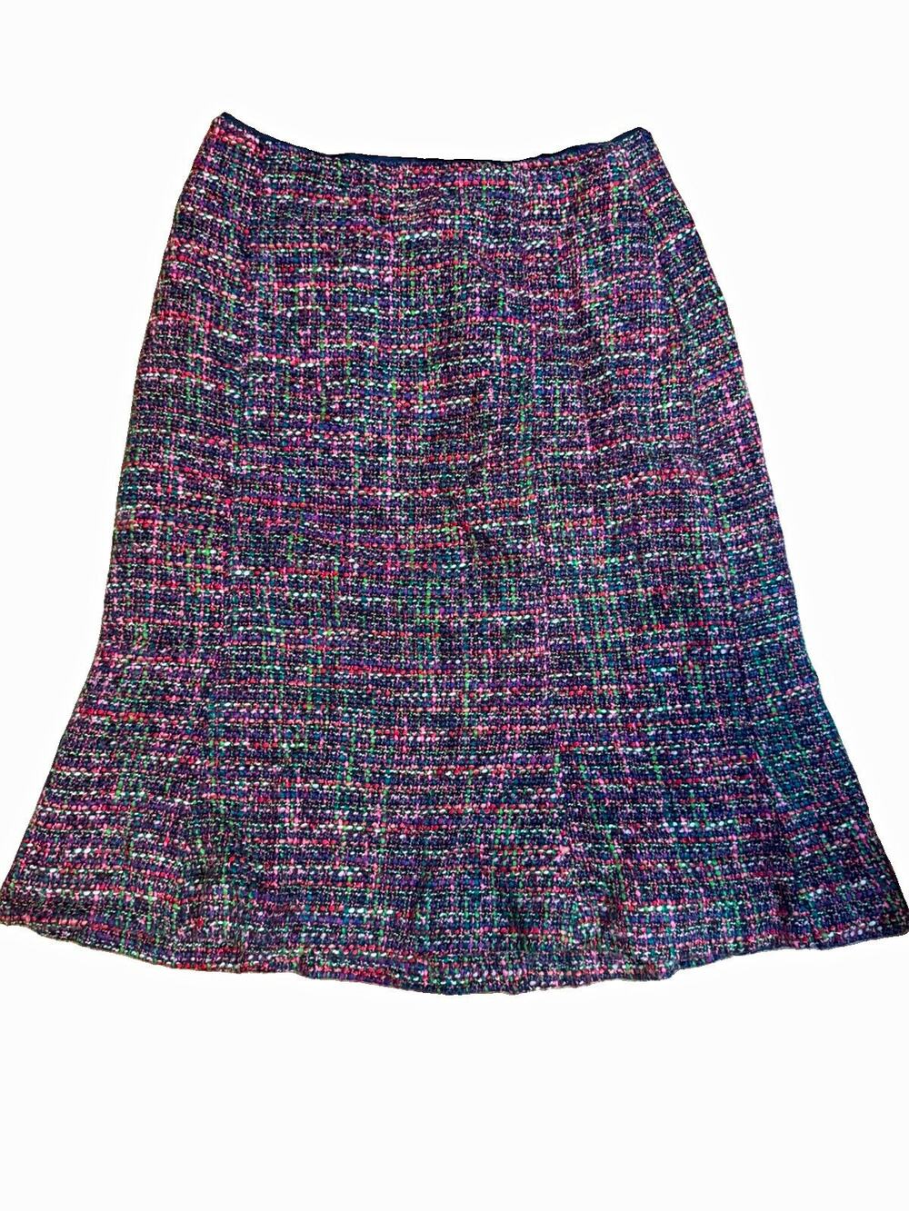 Talbots Multicolor Tweed A-Line Knee Length Lined Skirt Size 8